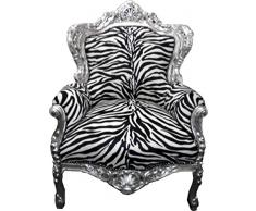 Casa Padrino Barock Sessel King Zebra/Silber