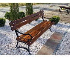 Krakwood Gartenbank, Terrassenmöbel, für Außenbereiche, Veranda, Park, Sitz, Deck aus Holz, Stahlrahmen, Metallguss