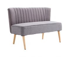 HOMCOM 2-Sitzer Couch Stoffsofa Polstersofa Sitzmöbel Holz hellgrau 117 x 56,5 x 77 cm