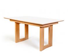 expendio Wangentisch Kosta Vidrio 120x90x76 cm Eiche Bianco mit Glasplatte weiß Esstisch Massivholztisch Esszimmertisch Wohnzimmertisch