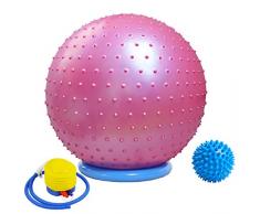 Massage Yoga Gymnastikball mit Stabilität Basis / Pump 65cm Eignung-Kugel Flexible Sitz verbessert die Balance Kernkraft Posture Ball Chair Secure Anti-Burst-Rutschhemmende Massagekugel,Rosa