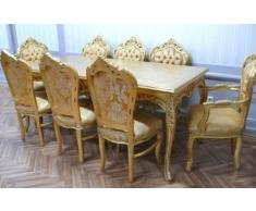 Barock Esszimmer Tisch Armlehner gold Antik Stil AlEs0690Go