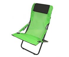 Fridani Campingstuhl RCG 100 Klappstuhl Grün + Kopfpolster bequemer XXL Gartenstuhl Sonnenliege