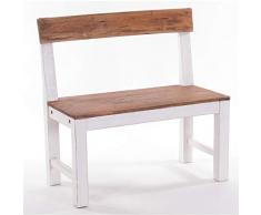 DESIGN DELIGHTS MASSIVHOLZ SITZBANK Rustik 80 | 80x80x40 cm (BxHxT), Altholz massiv | Holzbank mit Lehne, dekorative Bank | Farbe: 06 weiß-Landhaus