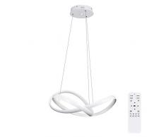 LED Pendelleuchte Dimmbar Höehenverstellbar, Modern Design Pendellampe Weiss Hängelampe, Esszimmerlampe,Esstischlampe 45W mit Fernbedienung für Esszimmer Schlafzimmer Wohnzimmer