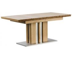 Robas Lund, Tisch, Esszimmertisch, Säulentisch, Bolzano, ausziehbar, Kernbuche/Massivholz/Edelstahloptik, 160(260) x 77 x 90 cm, BOLZ16EI