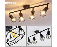 Deckenleuchte Baripada, Deckenlampe aus Metall in Schwarz, 4-flammig, 4 x E14-Fassung max. 40 Watt, verstellbarer Spot im Retro/Vintage Design in Gitter-Optik m. Lichteffekt an der Decke, LED geeignet
