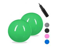 Relaxdays 2 x Gymnastikball, Fitnessball Yoga & Pilates, Sitzball Büro, Balance Ball inklusive Luftpumpe, Ø 55 cm, grün