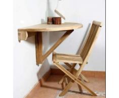 Wandklapptisch Sondrio rund Teak Massivholz Abmessungen 50 x 50 cm
