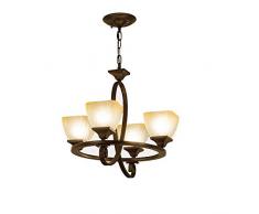 WOF Vintage Pendelleuchte Wohnzimmerlampe Rustikal Designer Esstischleuchte Schwarz Rund Eisen Hängelampe mit Weiß Blumen Glas Lampenschirm Kronleuchter Für Esszimmer Kinderzimmer E27