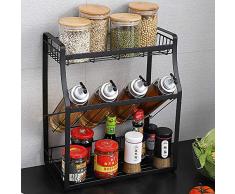 Gewürzregal Gewürzlagerregal 3-stufiger Küchenorganisatorhalter Edelstahl-Arbeitsplatte Würzregal Flasche Kräuterregale