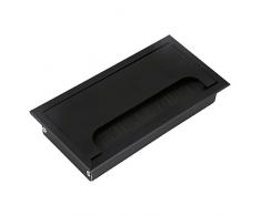 16 cm Schwarz Kabeldurchführung Kabeldurchlass aus Metall Aluminiumlegierung Tisch Schreibtisch Rechteck Draht Kabel Tülle Lochabdeckung Outlet Port mit Schwarzer Pinsel