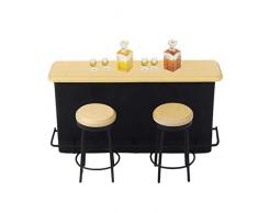 Toygogo Miniatur Bar Schrank Schrank Schreibtisch Hocker Whisky Weinflasche Küchenbedarf Im Maßstab 1:12