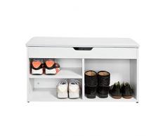 SoBuy FSR27-W Schuhbank zur Schuhaufbewahrung mit Sitzfläche Sitzbank 3 Fächer Truhe Schuhschrank Schuhtruhe weiß Belastbarkeit 120 kg BHT ca.: 80x47x30cm