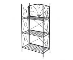 SONGMICS Badregal Blumentreppe schmiedeeisernes Gartenregal Pflanzenregal Blumenregal mit 3 Ablagen GFS102B