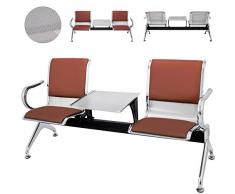 Techlifer Wartebank Gitterbank Wartezimmer Bank Stühle Wartebank mit Rückenlehne für Flughafenbank Büro Friseursalon Krankenhaus Markt (2 Sitzplätze Semi-PU)