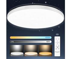 Led Deckenleuchte Dimmbar mit Fernbedienung 24W, Sternenhimmel Deckenlampe für Schlafzimmer Kinderzimmer küche Wohnzimmer, Rund Flach 40cm