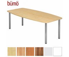 BÜMÖ® Konferenztisch rund oval 220 x 103 cm in Ahorn | Besprechungstisch mit Chromfüße | Hochwertiger Meetingtisch