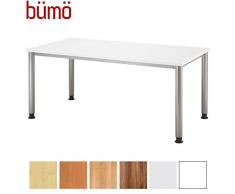 bümö® Schreibtisch höhenverstellbar | Bürotisch in 6 Farben & 8 Größen verfügbar | Büroschreibtisch(Weiß, Rechteck: 160x80 cm)