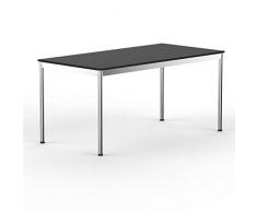 VERSEE system8x Design Schreibtisch -- Holz -- Schwarz -- 160 x 80 cm -- Konferenztisch, Arbeitstisch, Computertisch, Besprechungstisch, Meetingtisch, Bürotisch, massives Metall-gestell in Stahl / Chrom, Designklassiker, hochwertige