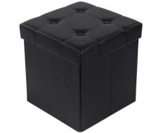 SONGMICS Sitzbank mit Stauraum belastbar bis 300 kg, Kunstleder, schwarz, 38 x 38 x 38 cm, LSF30B