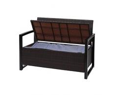 Mendler Poly-Rattan Sitzbank HWC-F39, Gartenbank Truhenbank, Staufach Aufbewahrung Sitzkissen ~ braun, Kissen Creme
