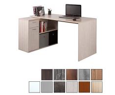 RICOO WM083-EP, Schreibtisch, Holz Eiche Hell, Winkelkombination, Arbeitstisch, Bürotisch, Computertisch, Eckschreibtisch, Akten Schrank Lowboard