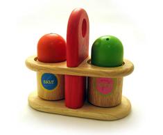 Pfeffer- und Salzstreuer Gewürzständer aus Holz, Kaufladenzubehör