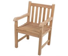 VARILANDO Armsessel S1 aus unbehandeltem Teak Gartensessel Holzsessel Armlehnenstuhl