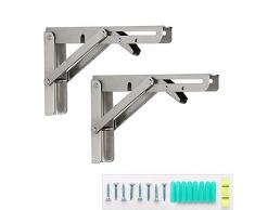 Shelf bracket GCDW Klappbare Regalhalterungen - Hochleistungsklappbare Regalhalterung Aus Metall Für Tischbänke, Wandhalterung, DIY-Halterung, Maximale Belastung: 200kg (8 Zoll Bis 20 Zoll Silber)