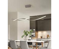 LED Pendelleuchte Dimmbar mit Fernbedienung Hängelampe Modern Kreativ Spiral Design Kronleuchter Esszimmerlampe für Küchen insel Bar Cafe Esszimmer Esstisch Wohnzimmer Loft Büro Lüster (Grau, L120CM)