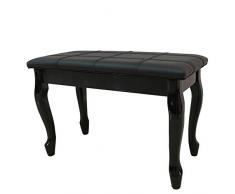 Leder Klavierhocker 2-Person Massivholz Klavierbank Stuhl Guzheng Elektronische Tastatur Hocker Curved Bein Mit Lagerregal Hilfs Klavier (Color : Black, Size : 75x34x47cm)
