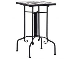 Nologo Egcsf Irfora Mosaik Beistelltisch eckig Outdoor wetterfest Tisch für Garten Balkon Terrasse 35x35x56 cm schwarz und weiß Keramik
