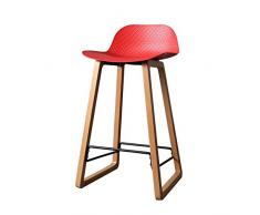 RKY Barhocker- Barhocker, Massivholz Stuhl PP Stuhl, Home Dining Stuhl Bar Hochstuhl, Eichenstuhl Cafe 68cm Stuhl, Geeignet für: Restaurant, Hotel, Bar, 5 Farben /-/ (Color : Red)