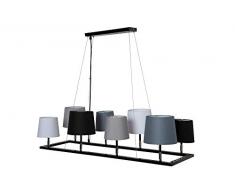 DuNord Design Hängelampe Leinen schwarz greige grau weiß 100cm Lampe