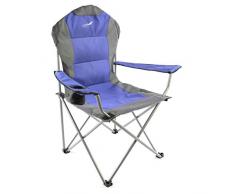 Divero Deluxe Campingstuhl blau grau Faltstuhl Angelstuhl gepolstert extra breit bis 130 kg