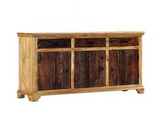 N / A vidaXL Sideboard Mit 3 Schubladen und 3 Türen, Vitrinenschrank Küchenschrank Esszimmerschrank, Massivholz für Wohnzimmer, Schlafzimmer, Flur, Bad 150×40×76 cm