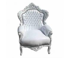 Casa Padrino Barock Sessel King Weiß / Weiß Lederoptik