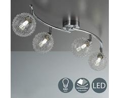 B.K.Licht I Schwenkbare LED Deckenleuchte I 4x 3,5W G9 I 4-flammige Deckenlampe I Chromoptik I Kugelform I 3.000K warmweiße Lichtfarbe I Länge: 81cm