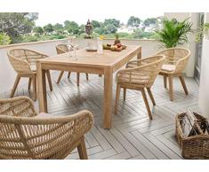 DIRECT4HOME Amora Armlehnstuhl Teak Geflecht Natur