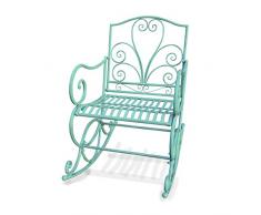 Mendler Schaukelstuhl HWC-C39, Schwingsessel Gartenstuhl, Metall Verzierung 100x60cm ~ antik-grün ohne Sitzkissen
