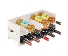 mDesign 2er-Set Flaschenregal stapelbar – praktisches Weinregal Kunststoff für bis zu 5 Flaschen – handliches Regal für Weinflaschen oder andere Getränke – beige