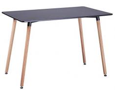 DORAFAIR Rechteckig Esstisch Schwarz Küchentisch Modern Büro Konferenztisch Kaffeetisch,Skandinavisch Esszimmertisch,Runde Buchenbeine,110 * 70 * 73cm