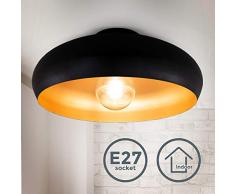 B.K.Licht I Deckenleuchte I Deckenlampe I Retrolampe I Vintage I E27 I 1-flammig I Schwarz-Gold I Ø40cm I ohne Leuchtmittel