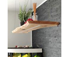 Deckenlampe Hängelampe Pendelleuchte aus Holz Holzlampe 2520 Lumen Eiche Massiv 120cm Hängeleuchte mit Unterlicht Unikat (Nicht dimmbar)