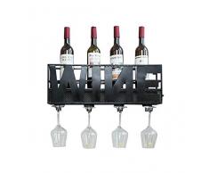 Weinregal Vintage Weinregal Wandhalter Metall freistehend | LOFT Vintage Wandregal Lagerregal Wandmontage | Würfel Weinschrank Flaschenhalter Weinglashalter | Wanddekoration Design (Schwarz