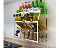 ZYH-shelf Gewürzregal, Edelstahl-Flaschenregal 3-Stufig, An Der Wand Montierbar, Aufbewahrungsbehälter Für Gewürze, Dosen, Behälterorganisator, Gewürzregal Für Küche, Bad