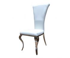 HG Royal Estates Majorit Barock Designer Esstischstuhl Esszimmerstuhl Essstuhl Esszimmer Stuhl Edelstahl Weiß Kunstleder