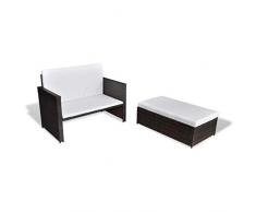 vidaXL Garten Sofagarnitur 5-TLG. Poly Rattan Braun Garten-Sitzmöbel Gartensofa