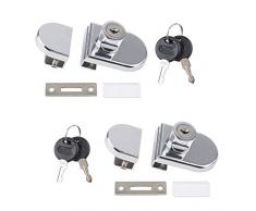 INCREWAY 2 Packungen Glas Schranktürschloss, Zinklegierung, Sicherheits-Vitrine Vitrine Glas Doppeltürschloss für 5–8 mm Glas